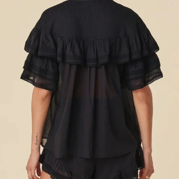 NWT Spell Dove Lace 💯Organic Cotton Blouse in Midnight size medium - Picture 4 of 14